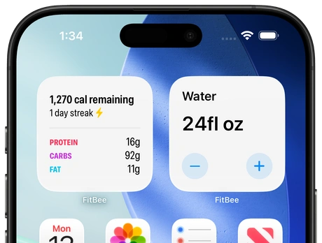 FitBee Home Screen widget preview.